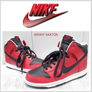 nike dunk high black and red